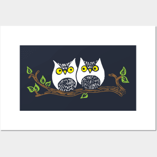 Two little owls Posters and Art